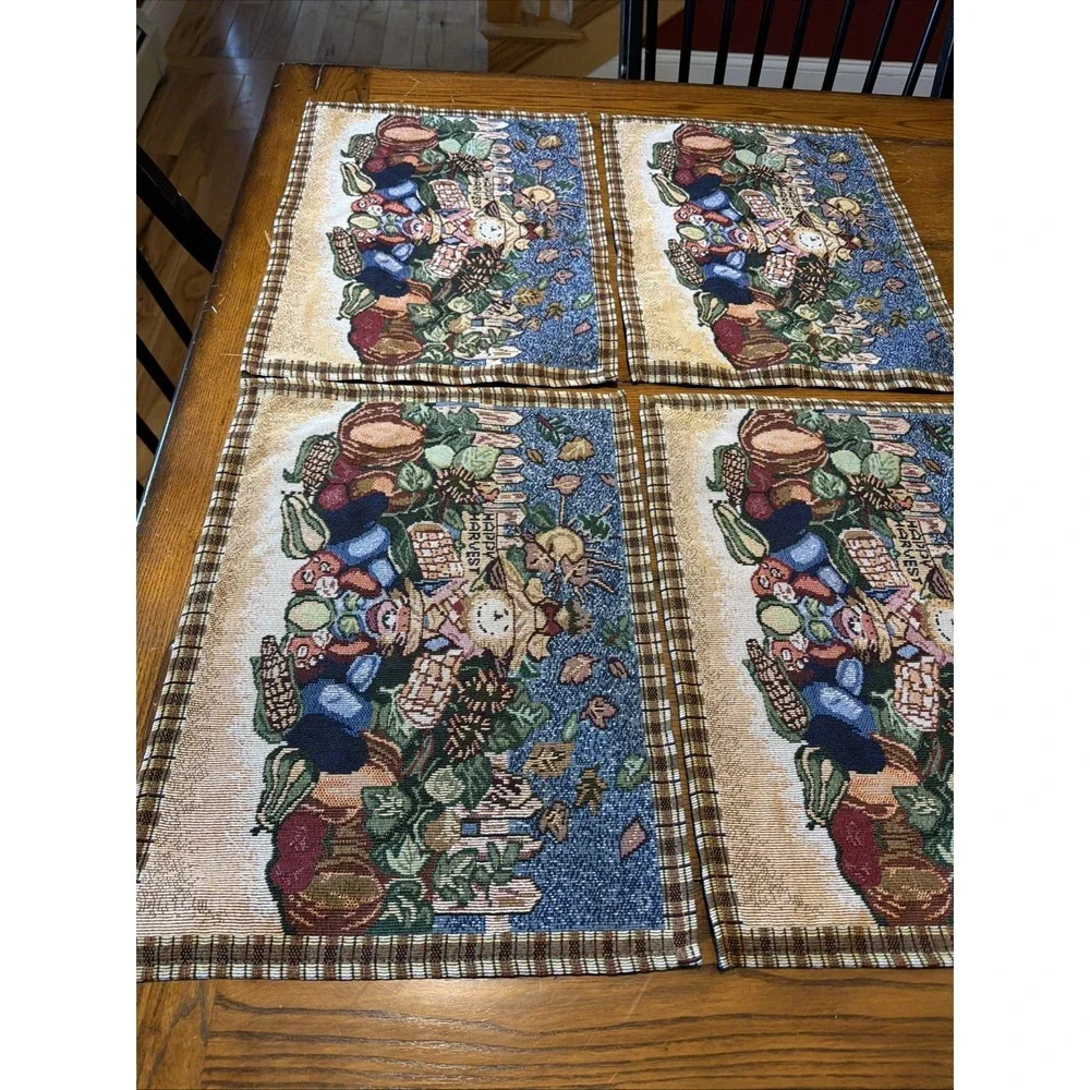 Happy Harvest 4 tapestry style placemats 18 X 13 1/2